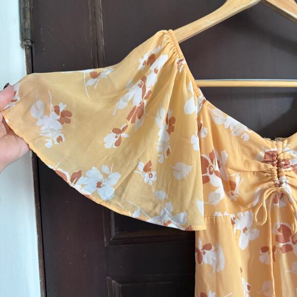 ABERCROMBIE | Orange Floral Flutter Sleeve Keyhole Mini Dress | Small BNWT - Picture 4 of 8